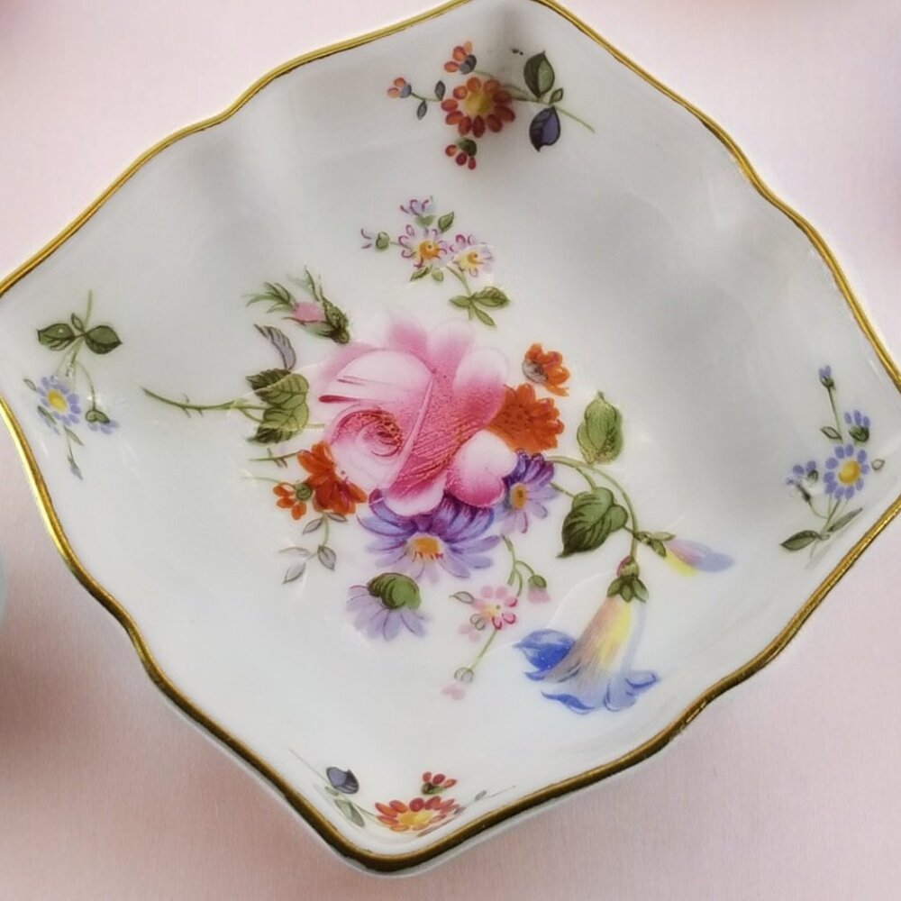 Bone China Rose Ring Dish, Poise Jewel's Gift Caddy Royal Crown Derby England - Picture 14 of 16